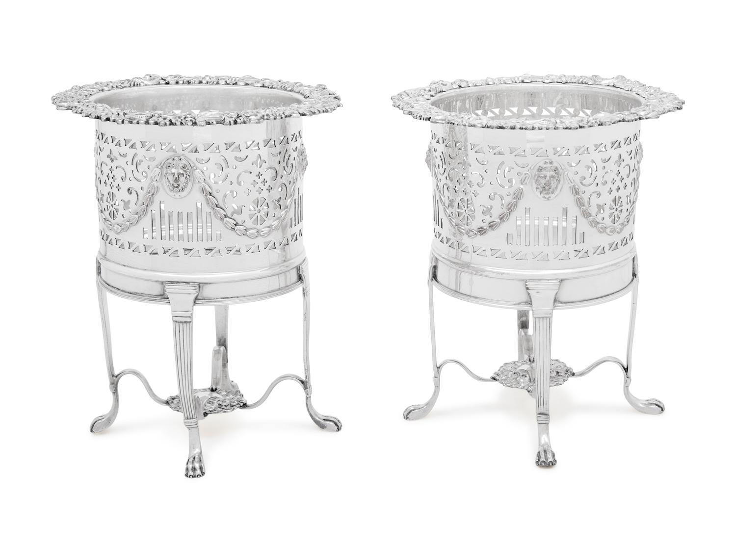 A Pair of English Silver-Plate Wine Coolers
