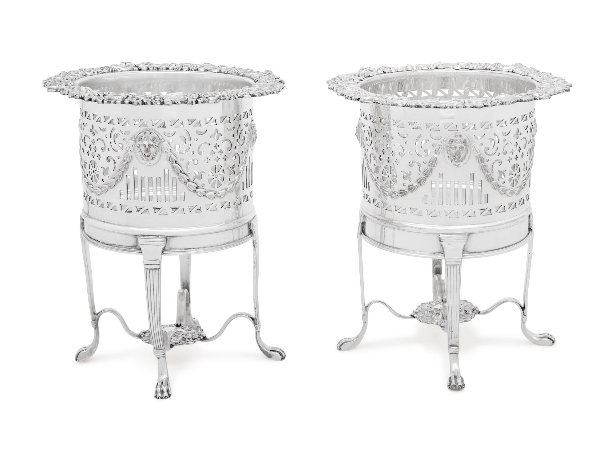 A Pair of English Silver-Plate Wine Coolers