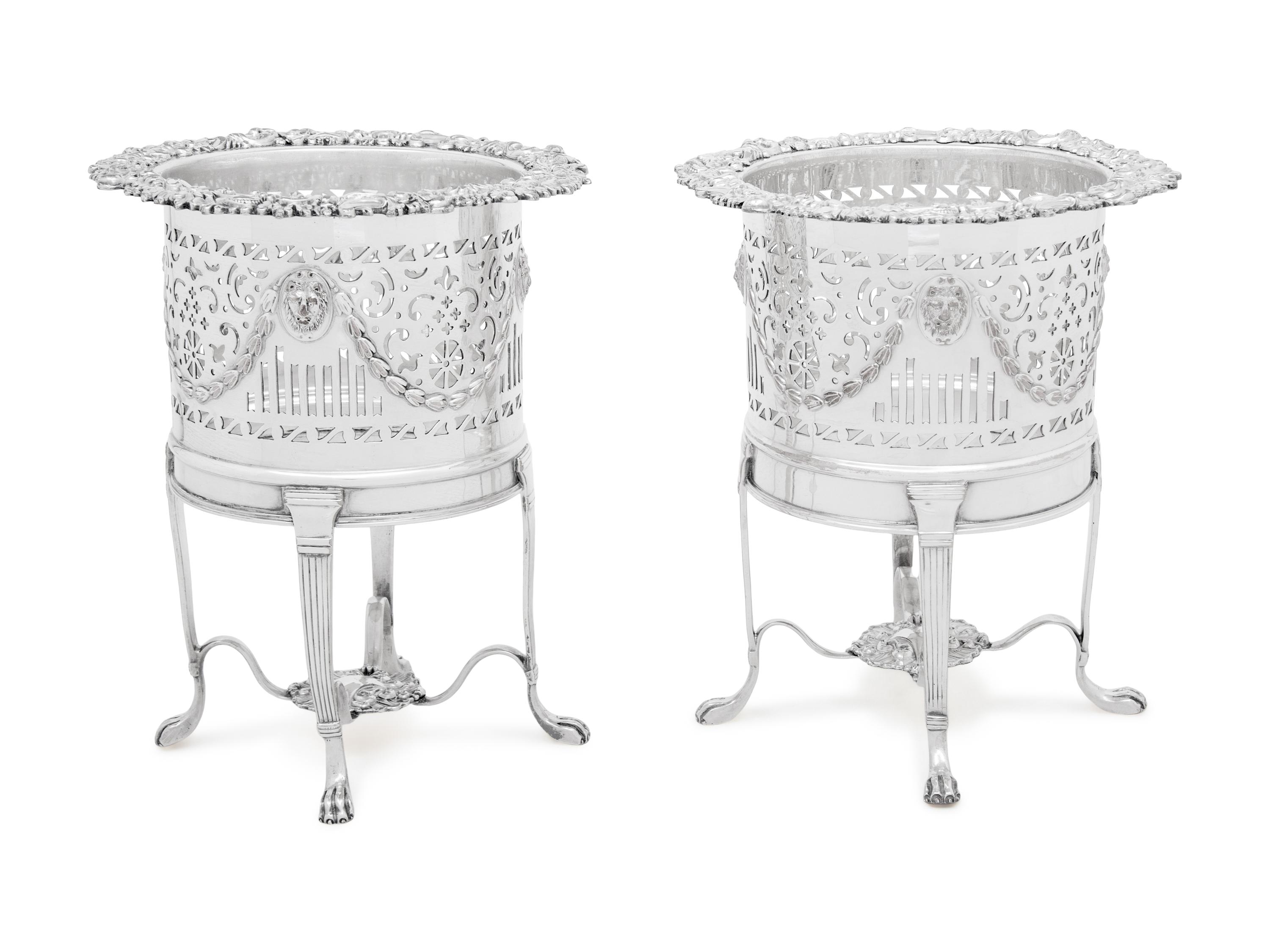 A Pair of English Silver-Plate Wine Coolers