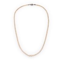 Cultured Pearl and Low Karat White Gold Necklace