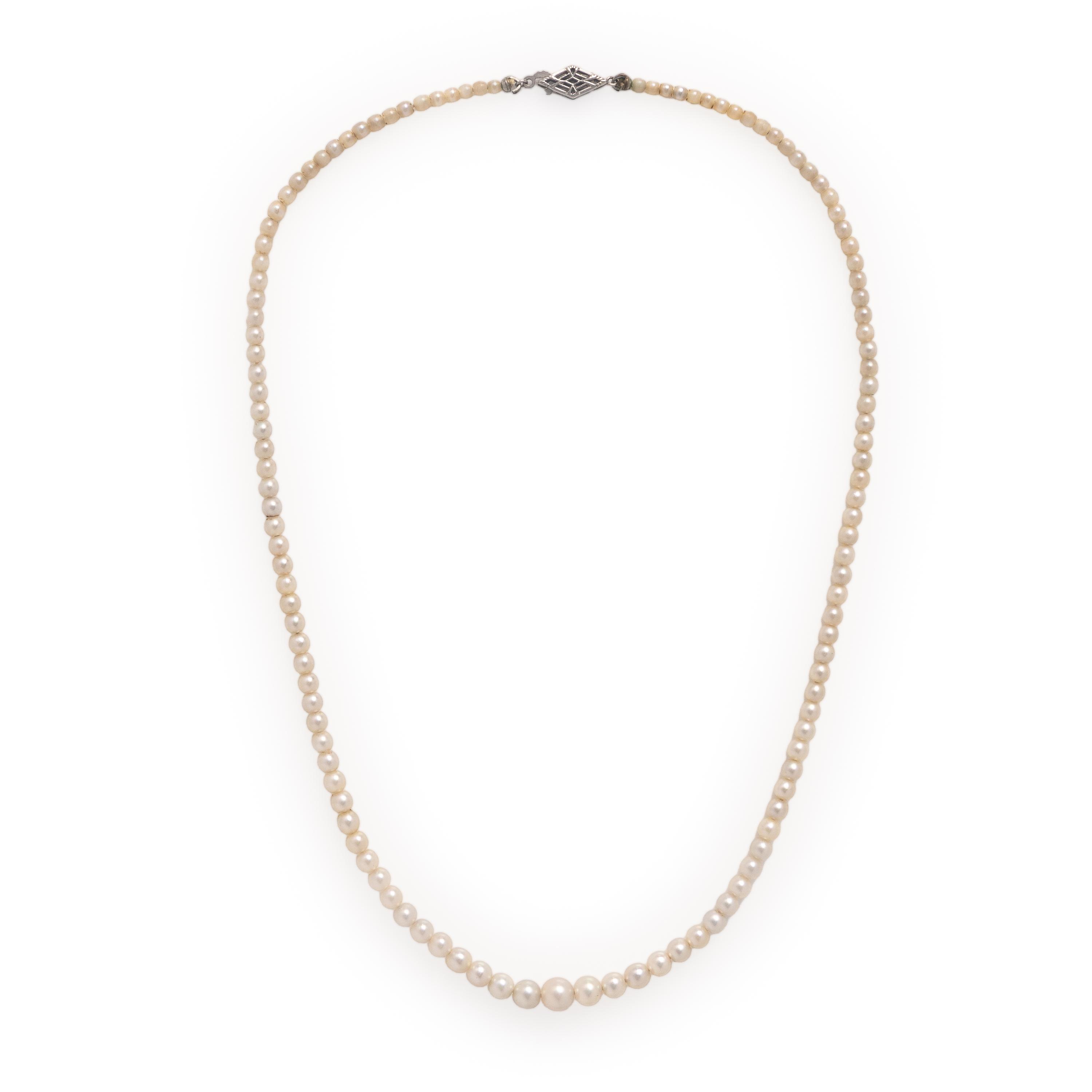 Cultured Pearl and Low Karat White Gold Necklace
