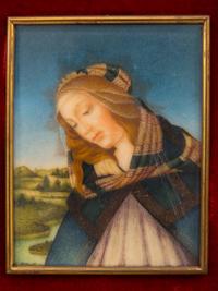 A Collection of Nine Framed Italian Miniature Portraits