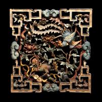 Three Chinese Carved Wood Panels