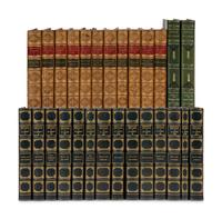 [BINDINGS]. A group of approximately 65 volumes, most in contemporary leather bindings, including works related to American history & literature, comprising: