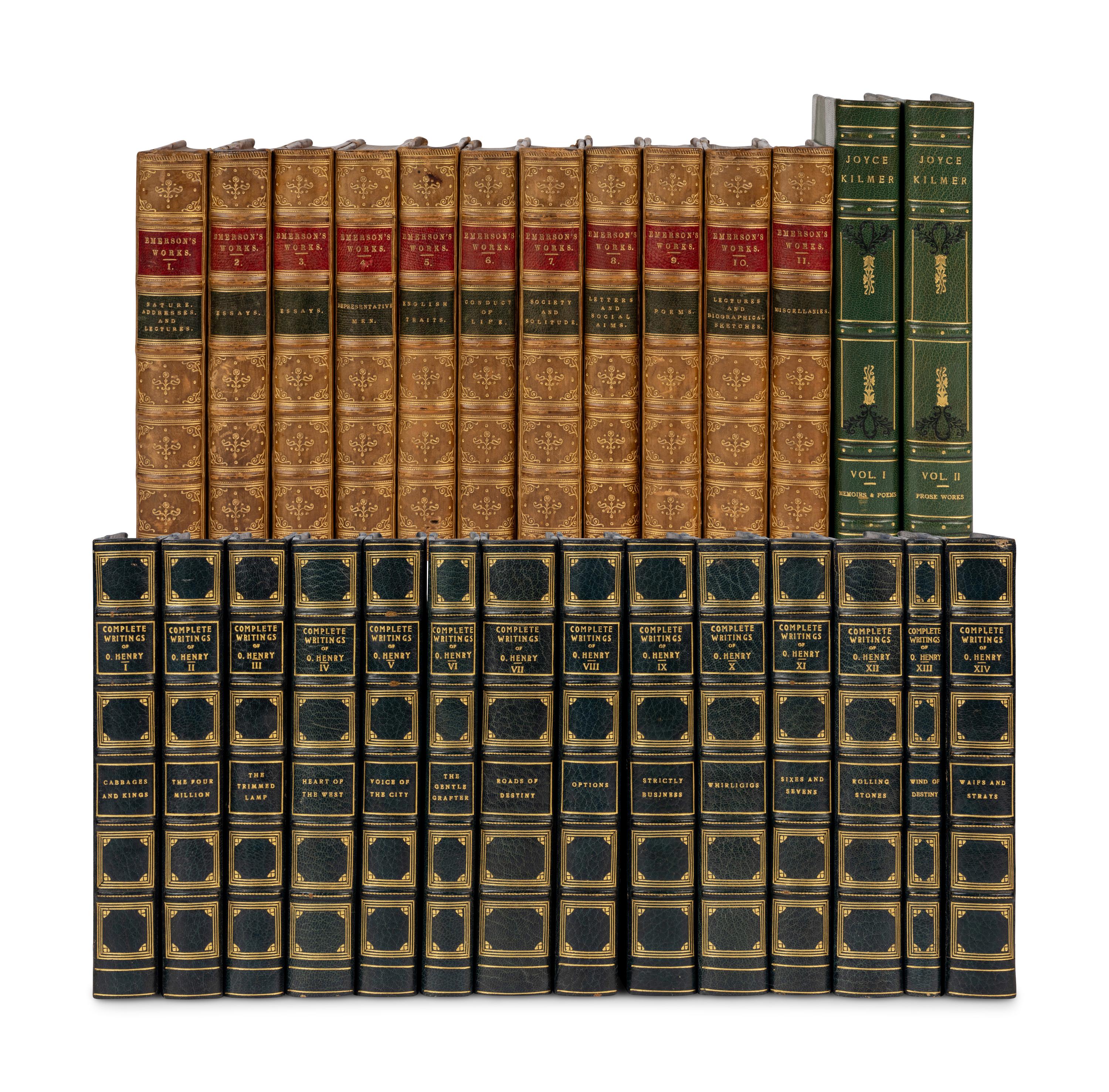 [BINDINGS]. A group of approximately 65 volumes, most in contemporary leather bindings, including works related to American history & literature, comprising: