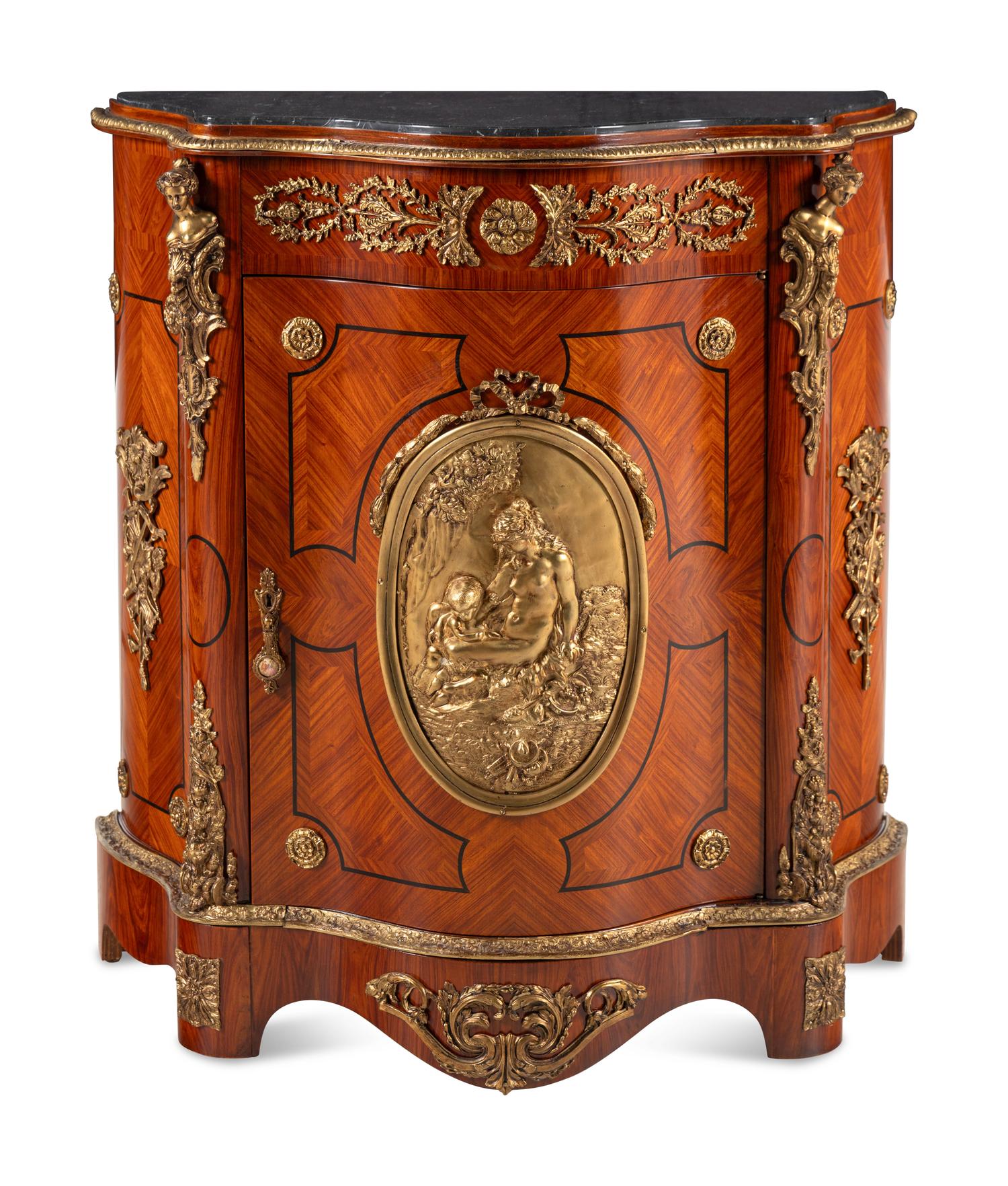 A Napoleon III Style Gilt Bronze Mounted Console Cabinet