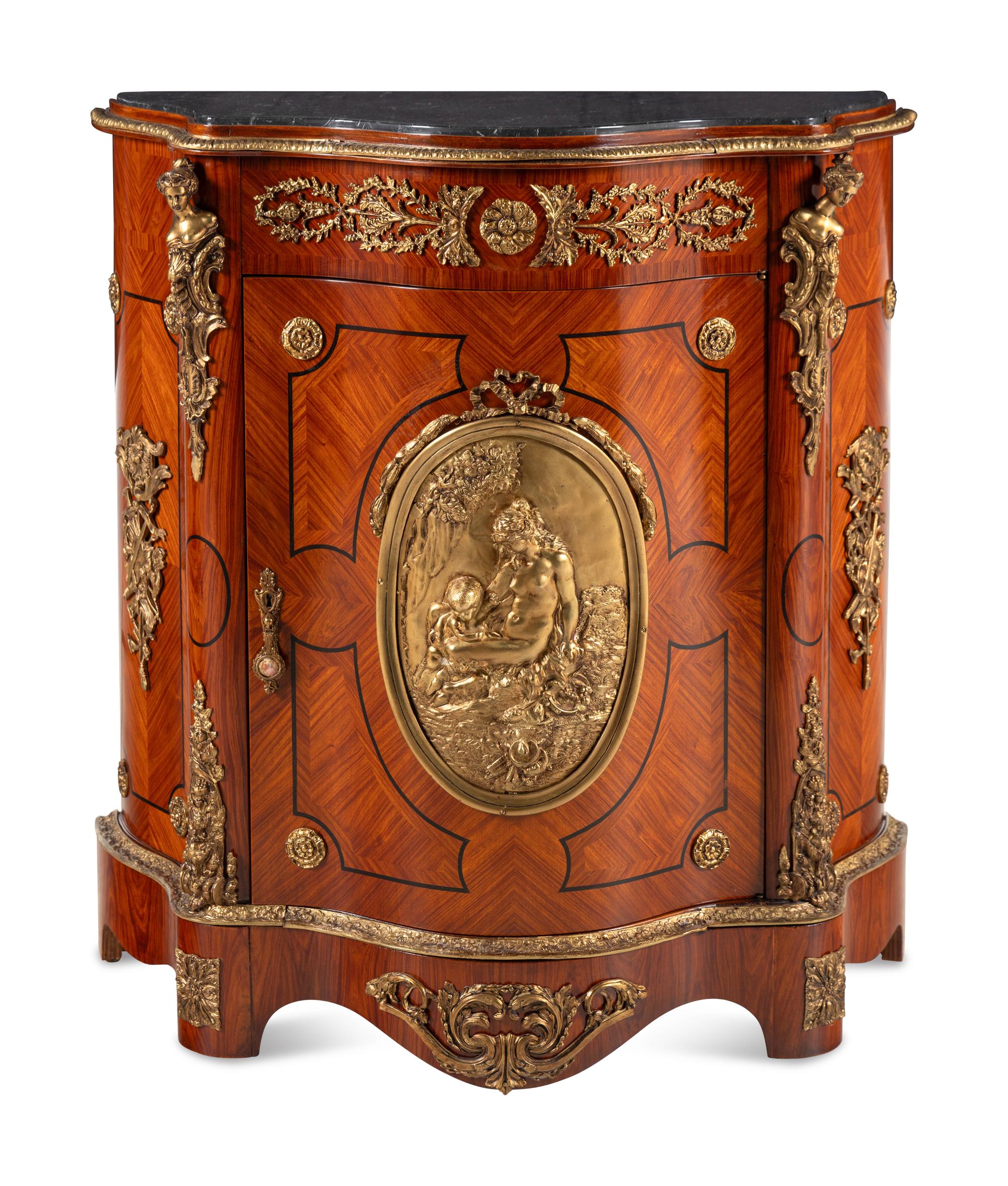 A Napoleon III Style Gilt Bronze Mounted Console Cabinet