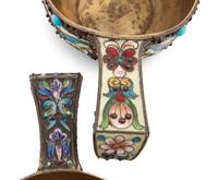 Two Russian Enameled Silver Kovshi