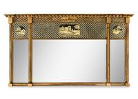 A Classical Eglomise Giltwood Overmantel Looking Glass