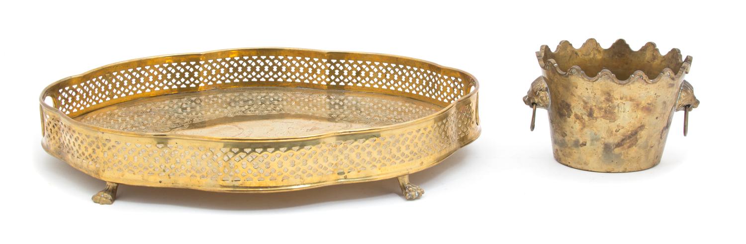 Two Brass Articles Length of tray 16 1/2 inches.