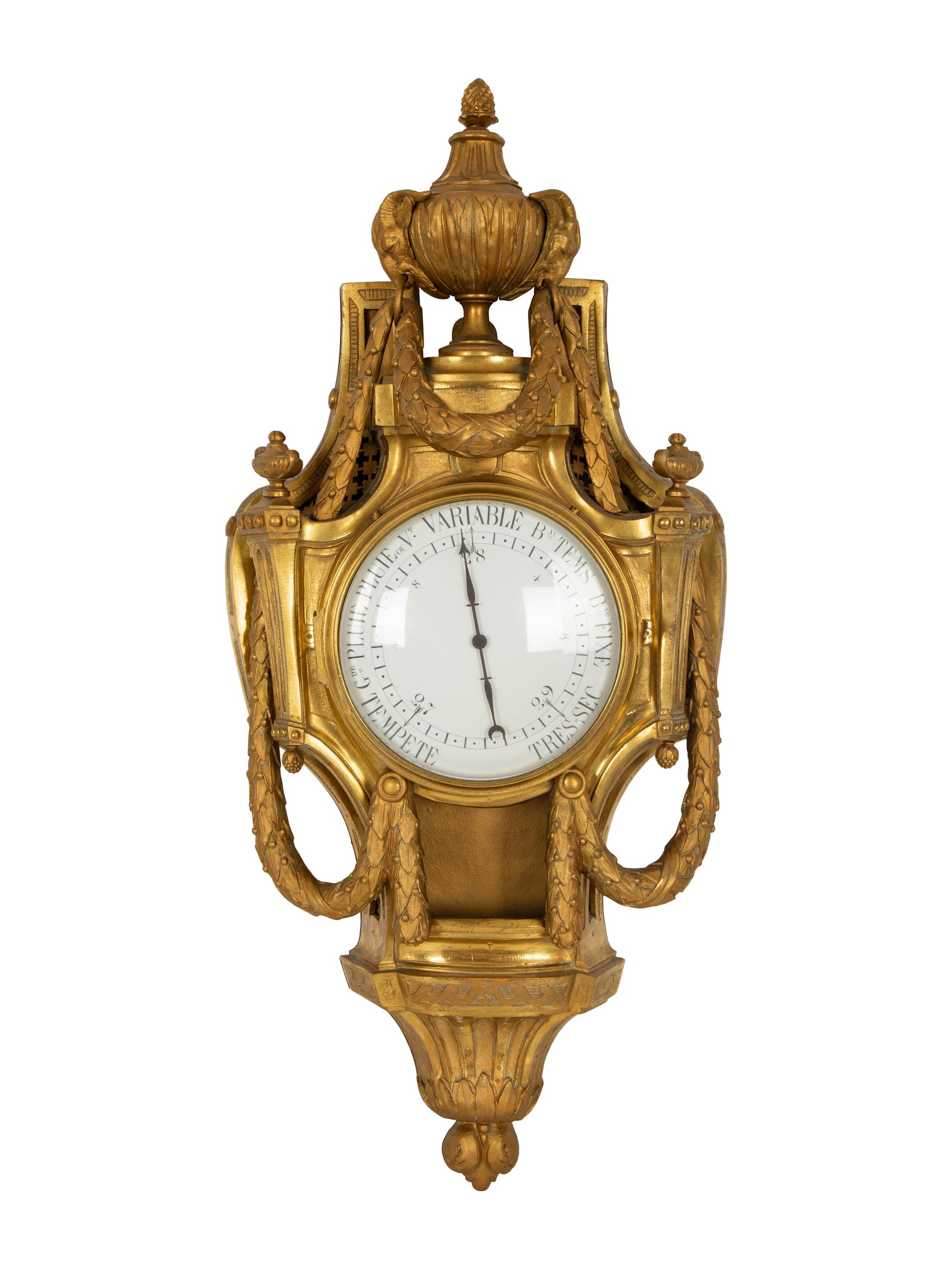 A Louis XVI Style Gilt Bronze Wall Barometer