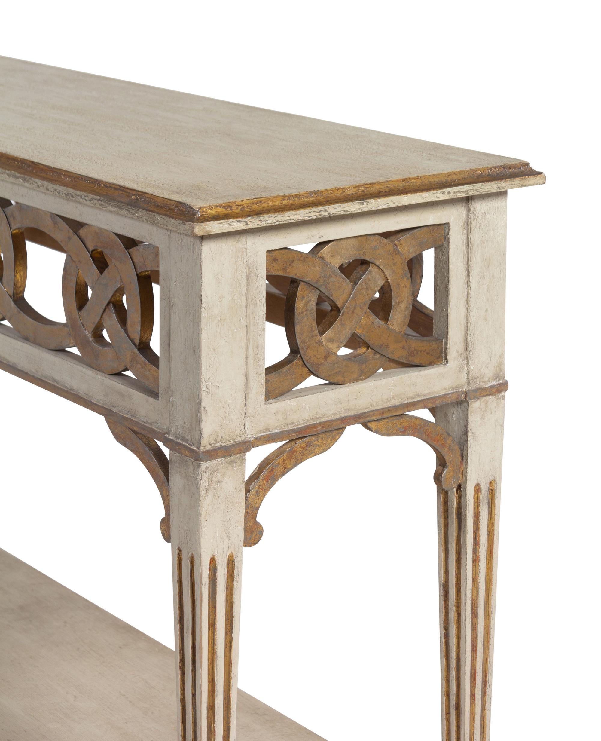 A Pierce Carved Painted Console Table