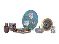 Seven Chinese and Japanese Cloisonné Enamel Wares