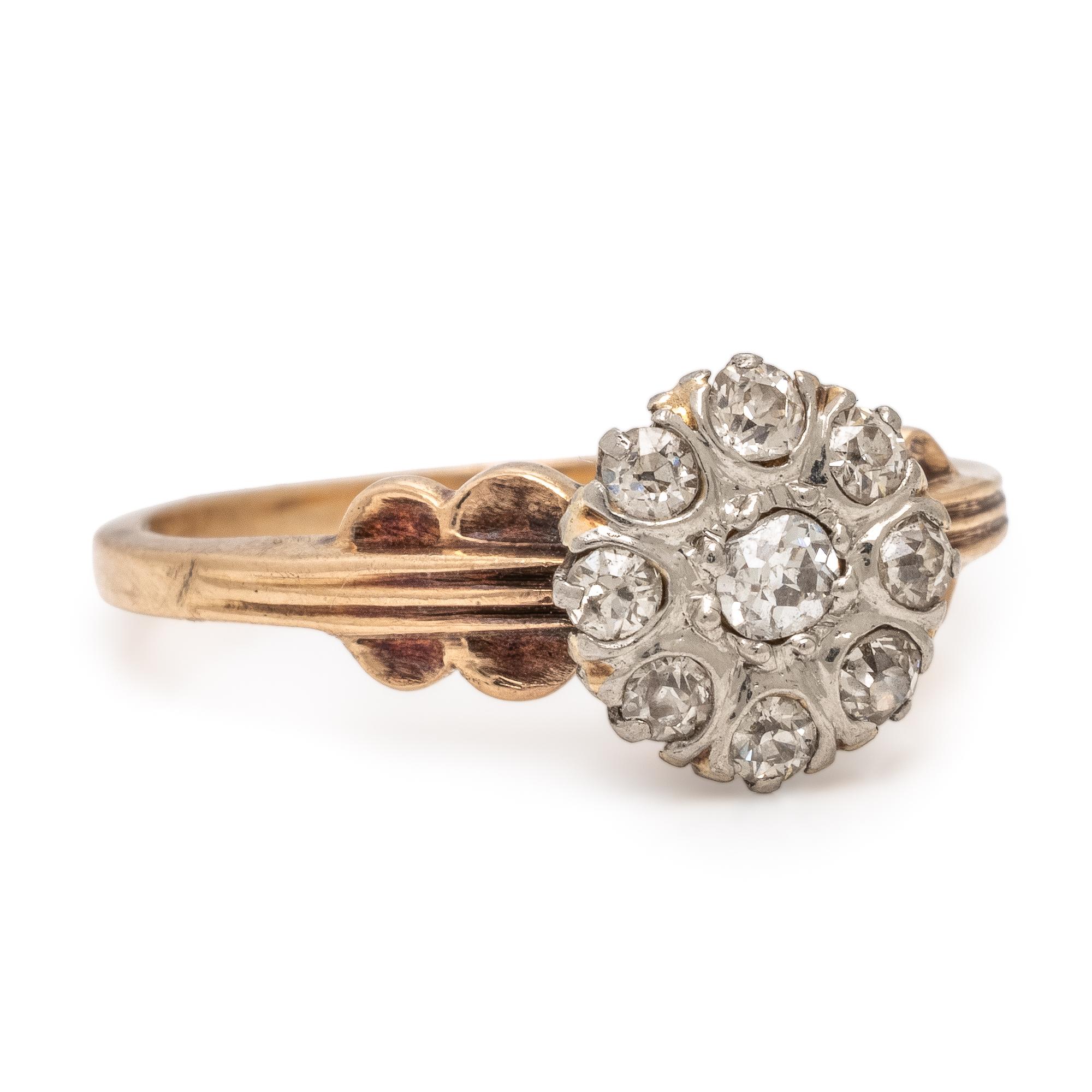 Diamond and Yellow Gold Cluster Ring