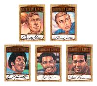 A Complete Set of Five Signed 1999 Donruss Gridiron Kings Football Cards (Payton, Starr, Unitas, Brown, Campbell),