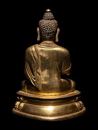 A Sino-Tibetan Gilt Bronze Seated Figure of Buddha Shakyamuni