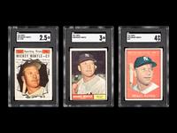 A Group of Three Graded 1961 Topps Mickey Mantle Baseball Cards