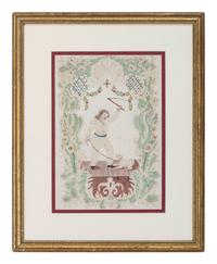 Seven Figural Pinprick and Watercolor Pictures