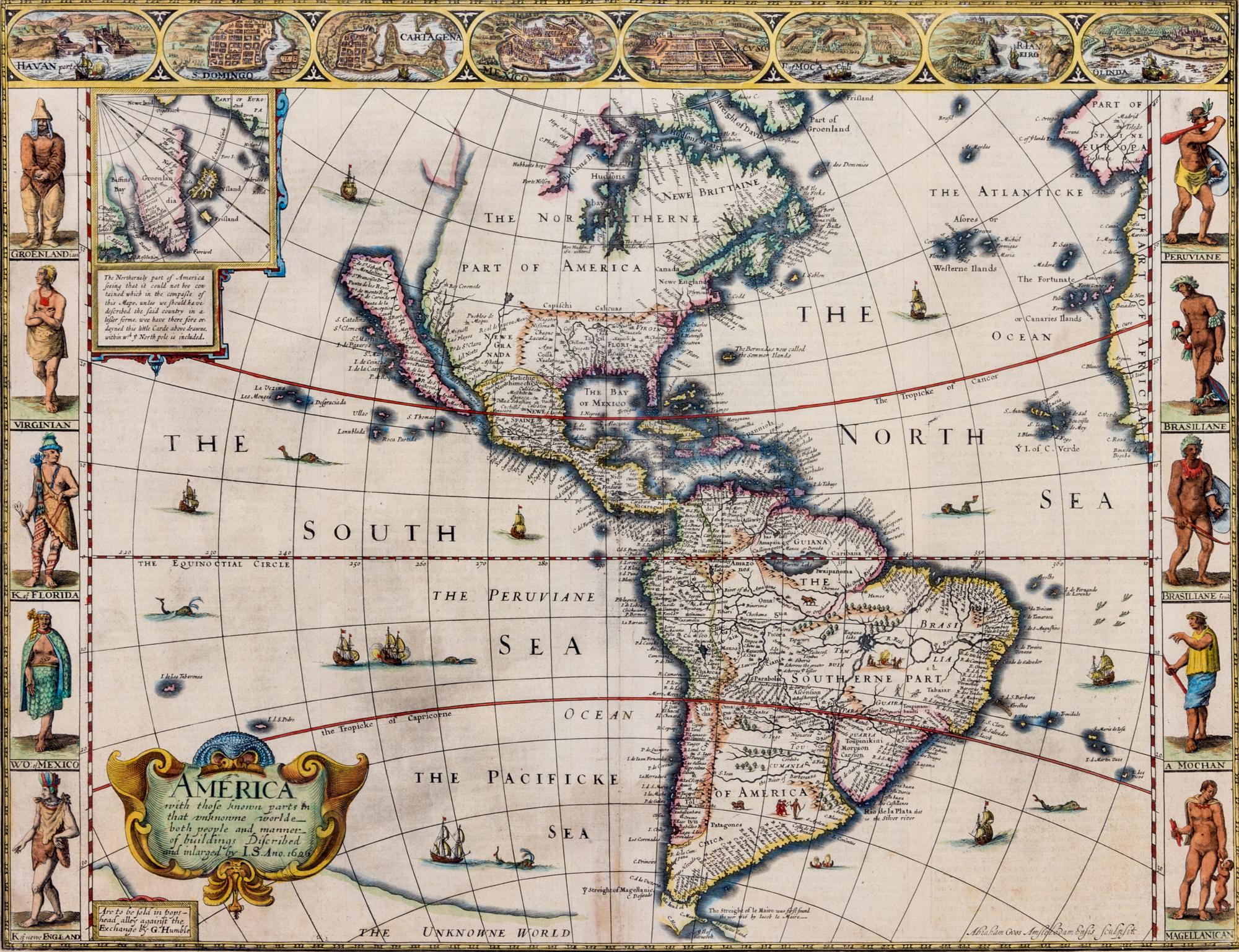 (MAP) SPEED, JOHN. America, with those known Parts that unknown Worlde both people and manner of buildings....London, 1626 [1676].