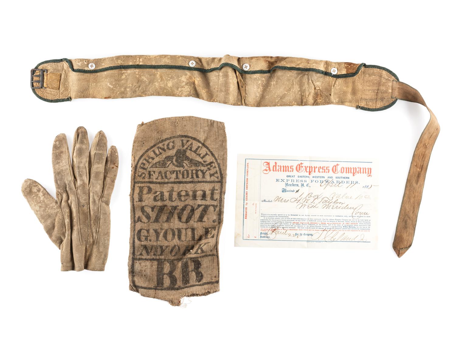 [CIVIL WAR]. Knapsack with contents carried by Private Charles L. Taylor, Company K, 16th Connecticut Volunteer Infantry.
