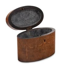 A George III Satinwood Inlaid Burlwood Tea Caddy
