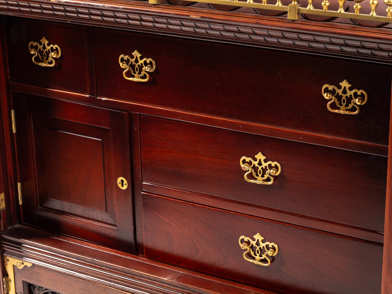 A Georgian Style Walnut Architectural-Form Cabinet