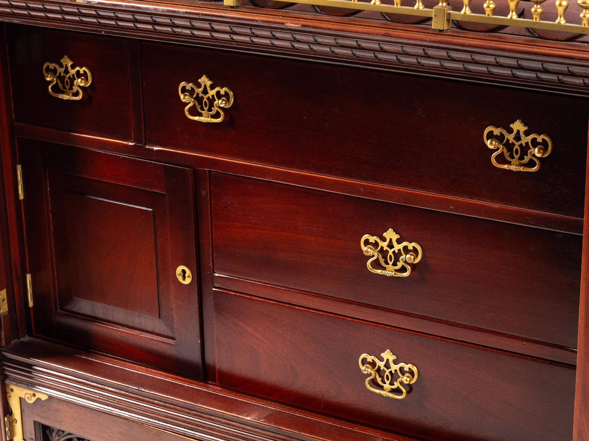 A Georgian Style Walnut Architectural-Form Cabinet