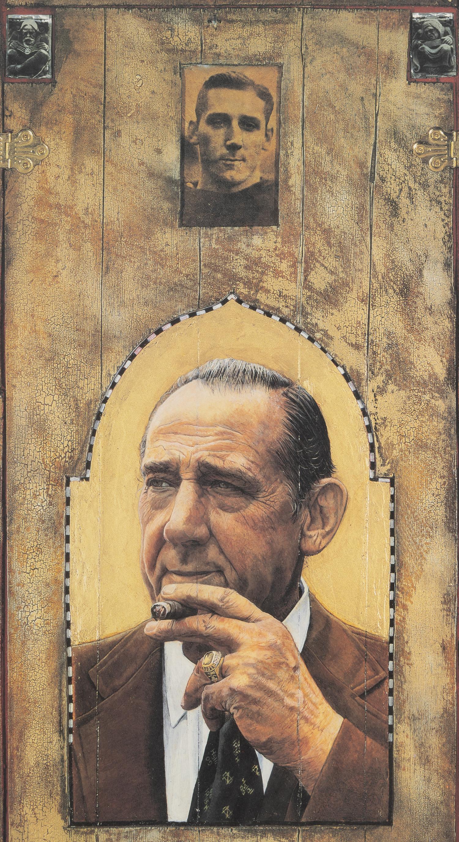 A Group of Notre Dame Artworks Including a Signed Heisman Trophy Lithograph