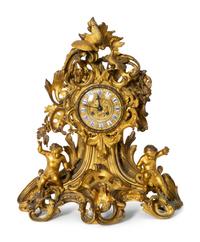 A French Rococo Style Gilt Bronze Mantel Clock