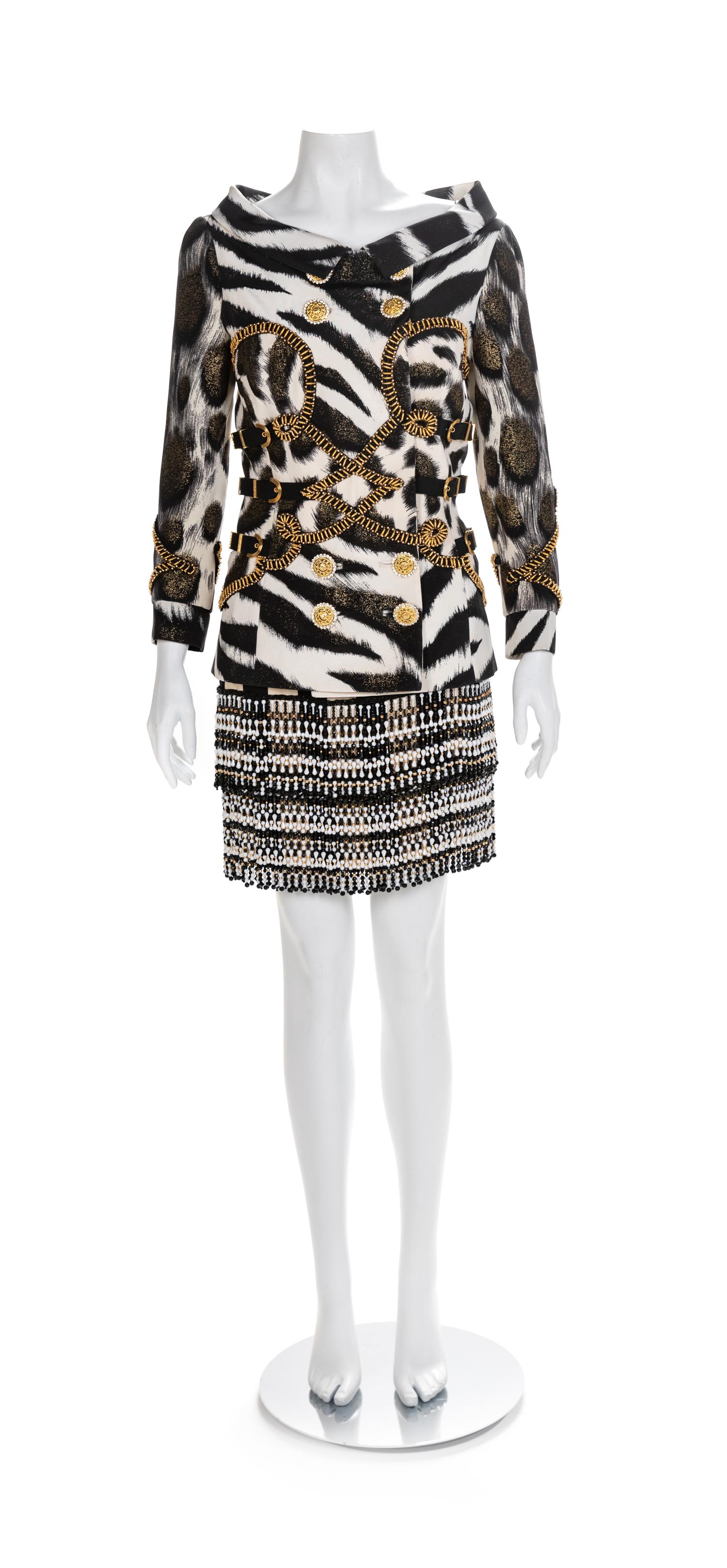 Atelier Versace Embroidered Jacket and Skirt, 1990s No size label