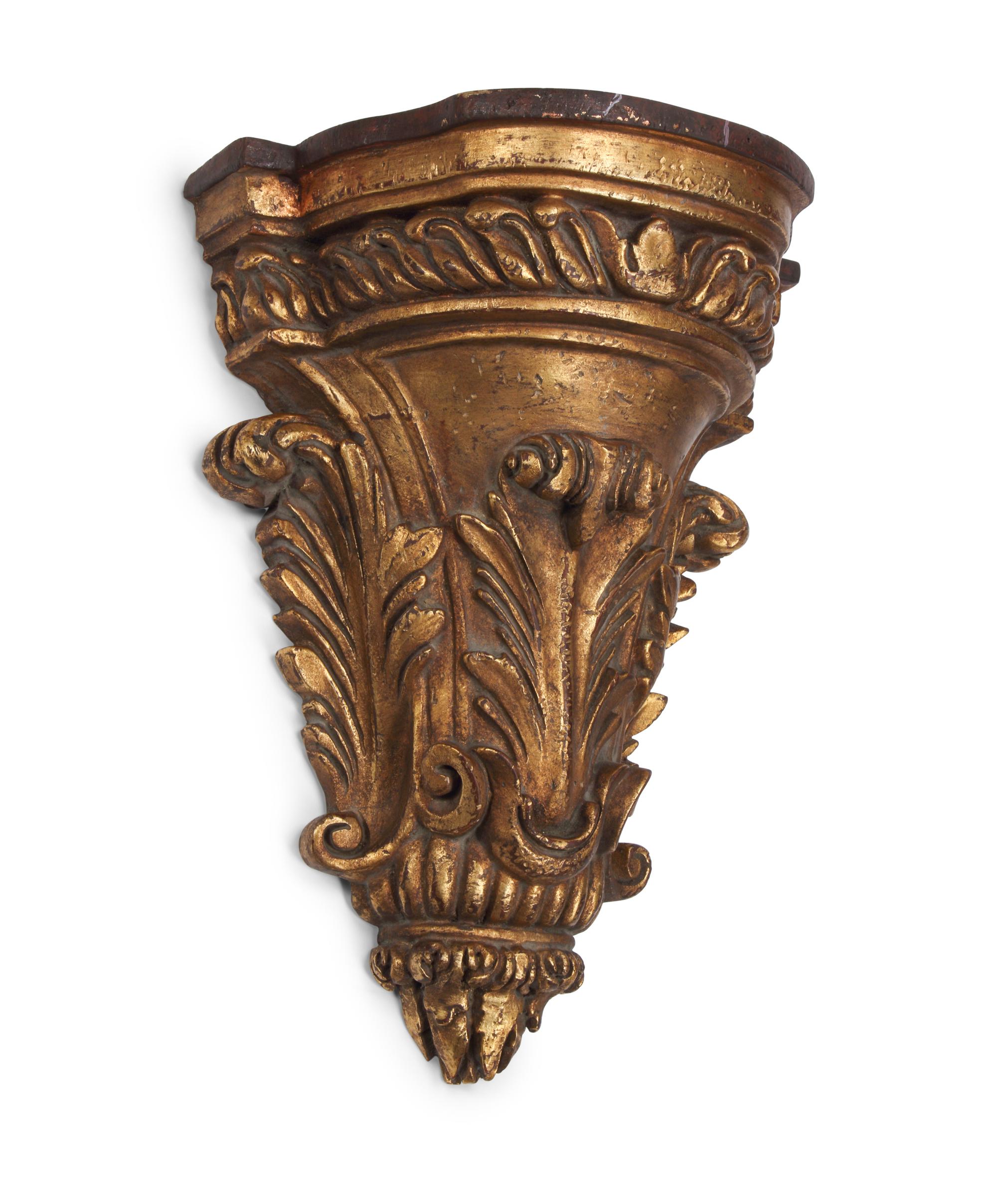 A Set of Four Italian Neoclassical Style Giltwood and Faux Marble Wall Brackets