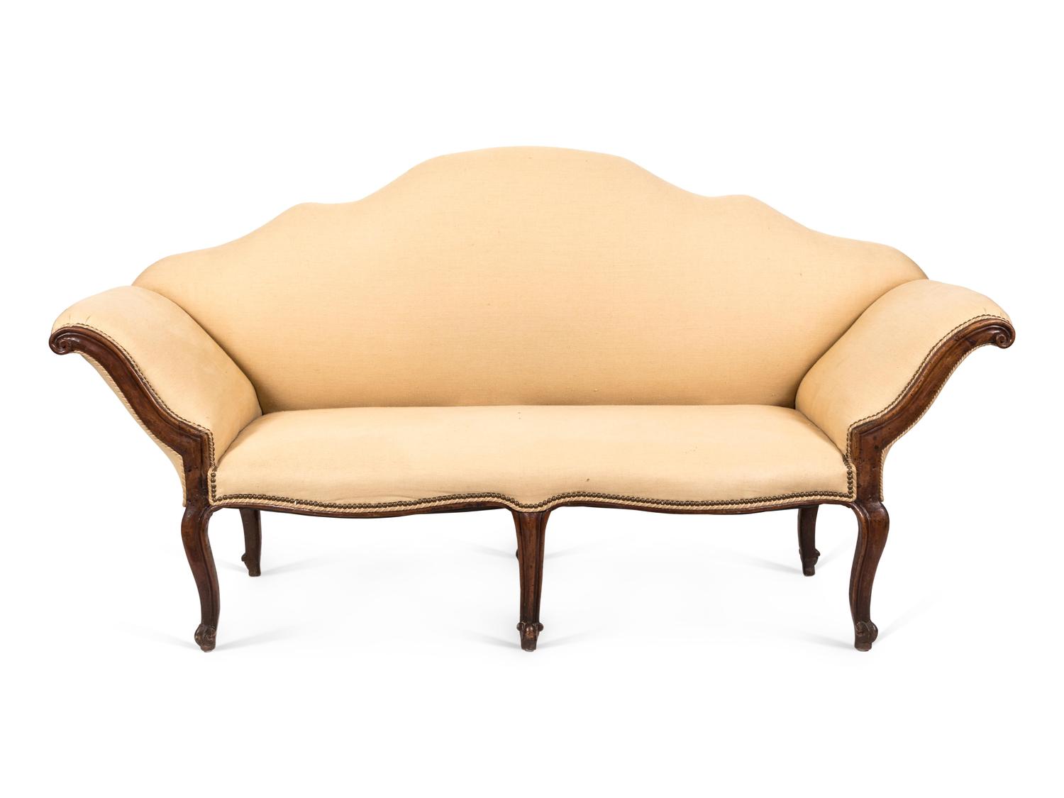 An Italian Rococo Style Walnut Settee — 19TH CENTURY