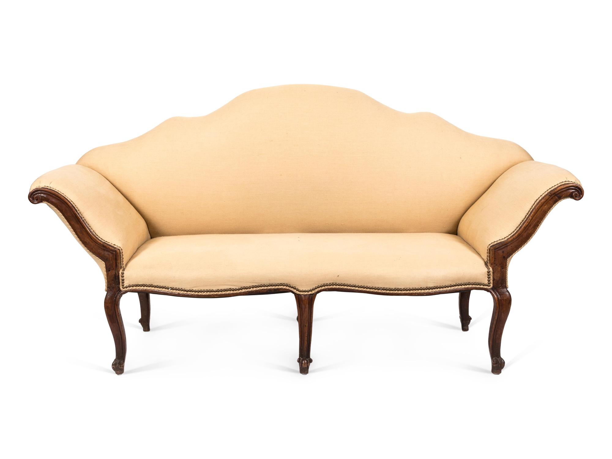 An Italian Rococo Style Walnut Settee — 19TH CENTURY