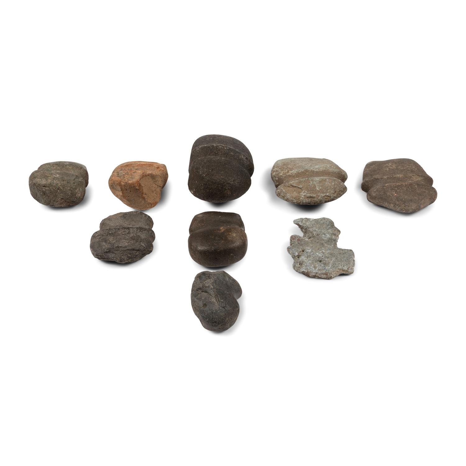 Group of Full Groove Axe, 3/4 Groove Axes and Hammerstone