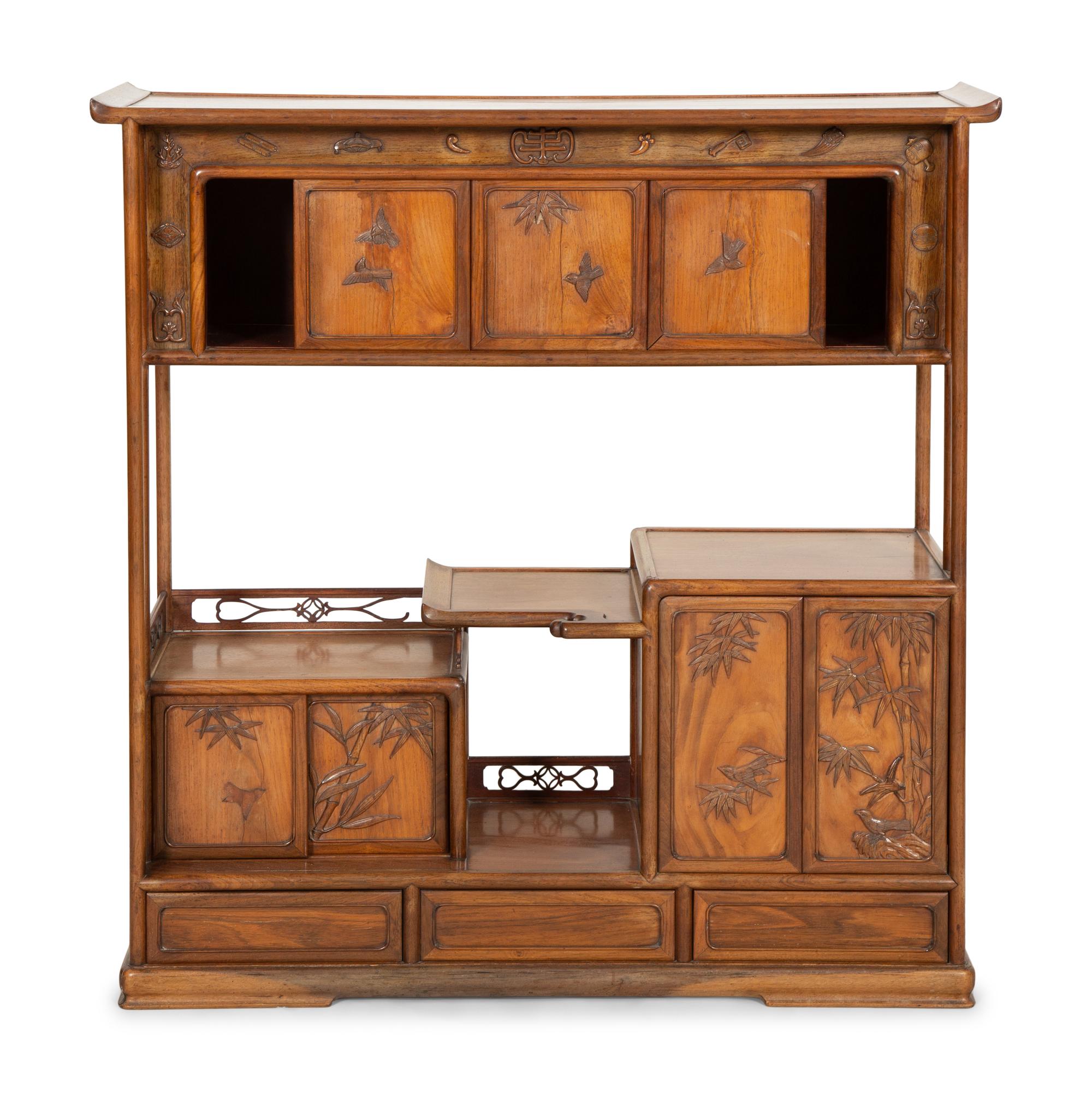 A Chinese Carved Hardwood Display Cabinet