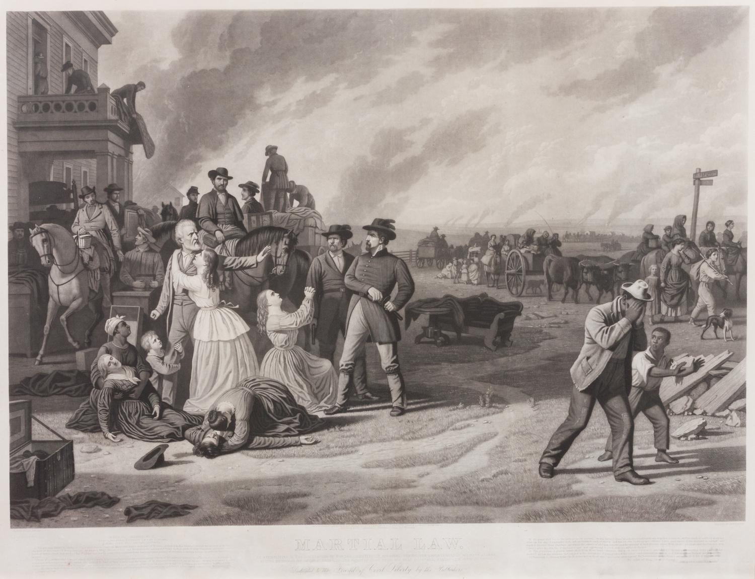 Martial Law, mezzotint engraving.