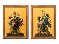 A Pair of Continental Painted Canvas Panels