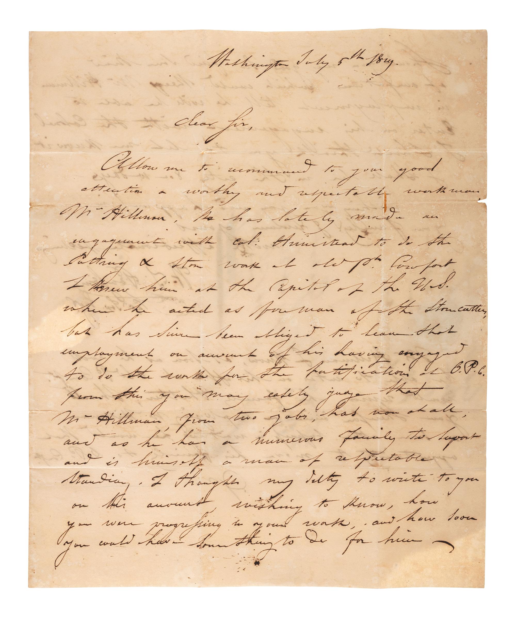 [VIRGINIA] -- [FORT MONROE]. A group of 4 stampless covers related to Fort Monroe, including its early construction.