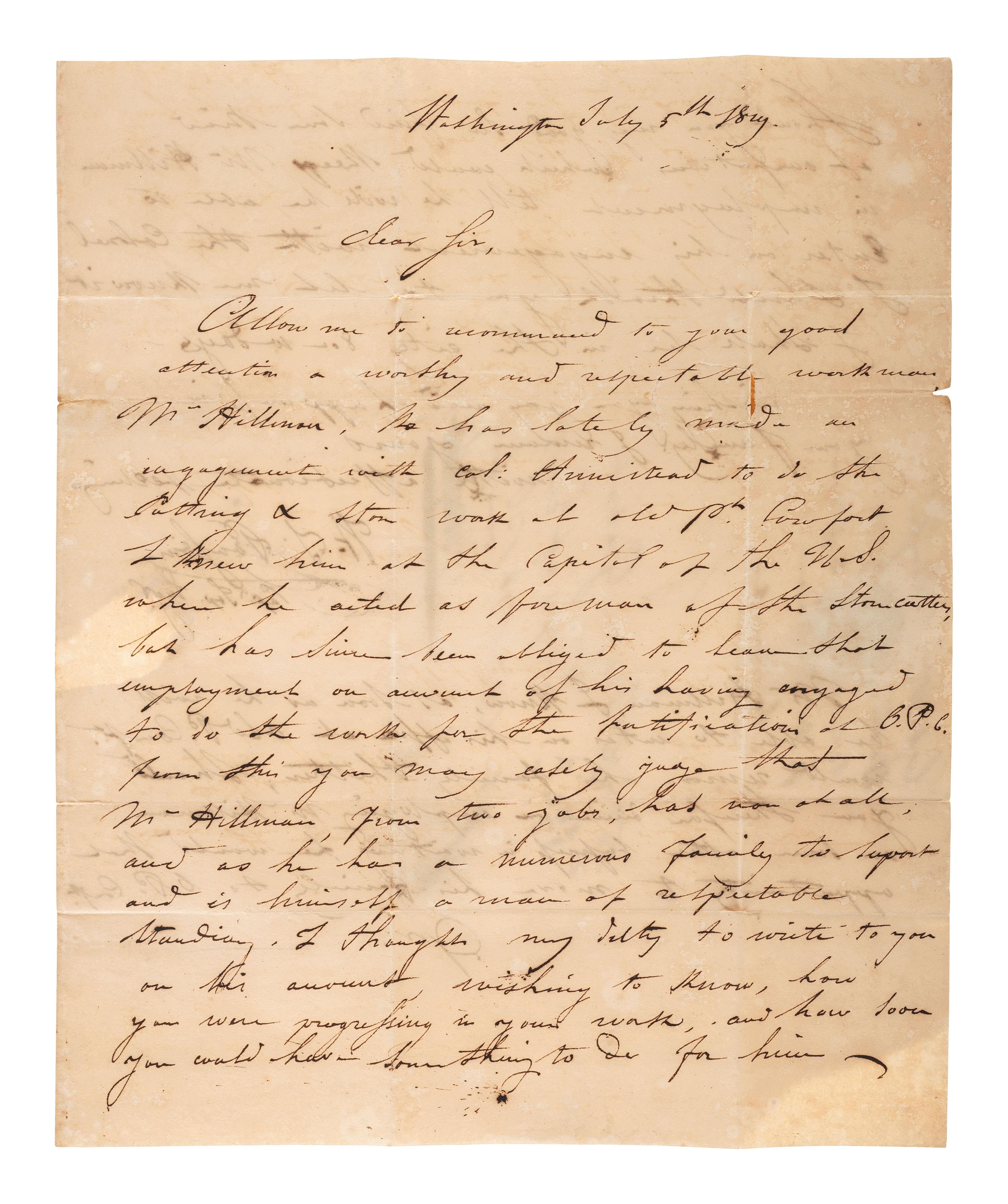 [VIRGINIA] -- [FORT MONROE]. A group of 4 stampless covers related to Fort Monroe, including its early construction.
