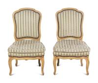A Pair of Louis XV Style Painted Slipper Chairs