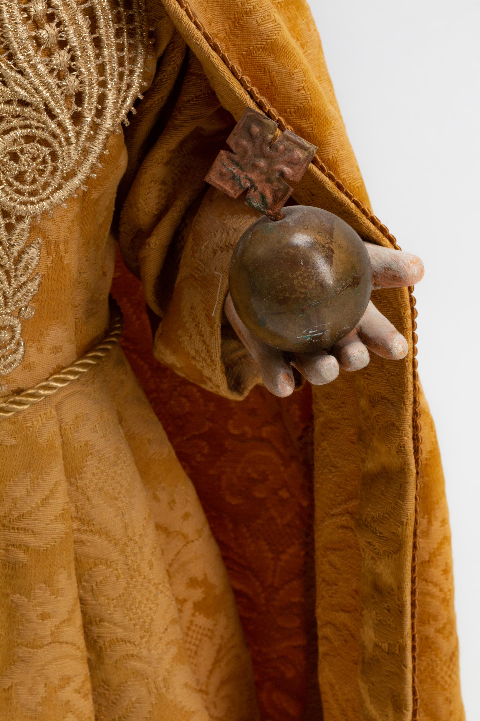 A Spanish Silver-Mounted Figure of a Saint
