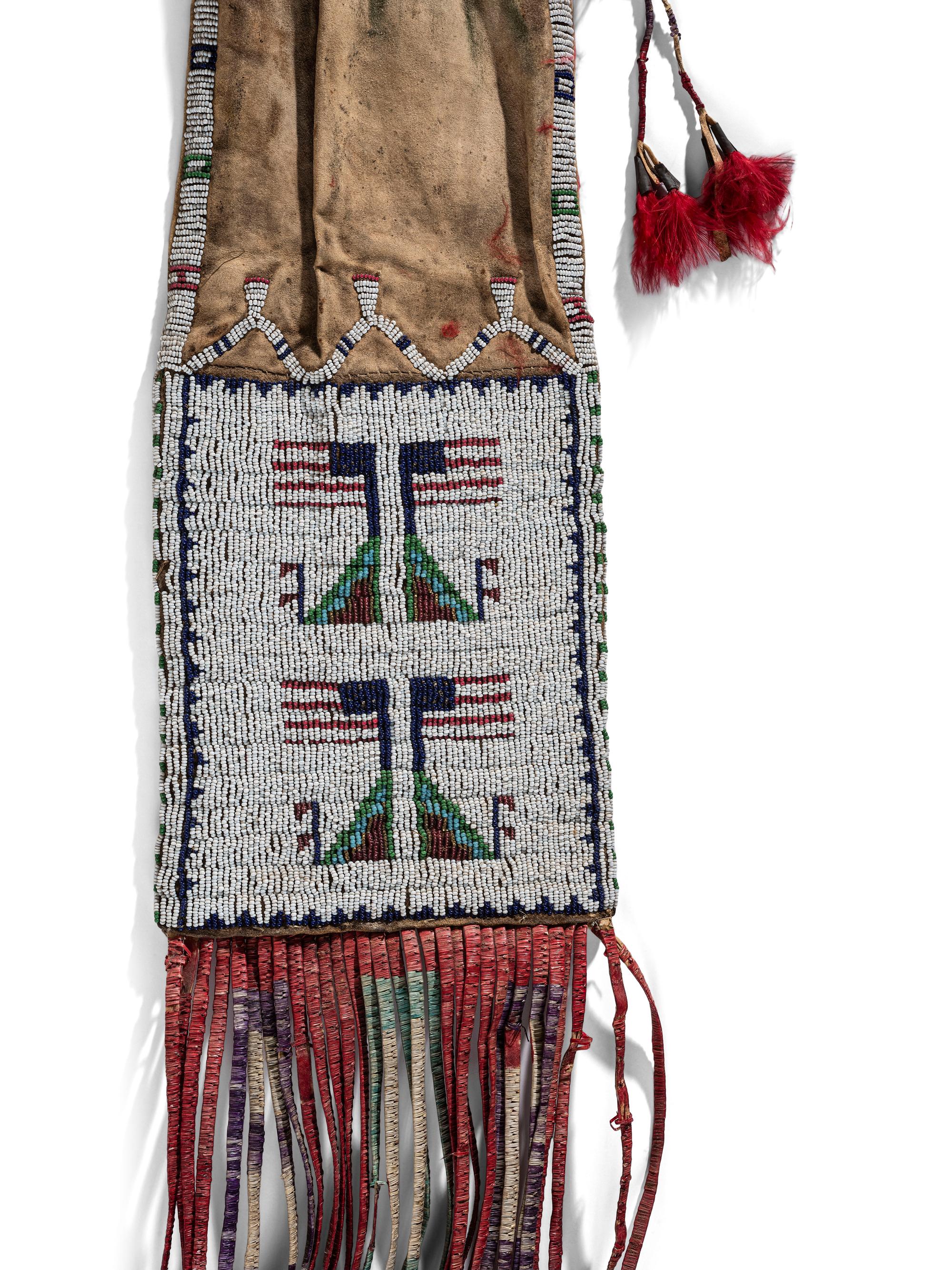 Sioux Beaded Hide Tobacco Bag, Photographed by Charles Carpenter