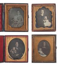 [EARLY PHOTOGRAPHY]. A group of 13 daguerreotypes of families, incl. several portraits of women and children.
