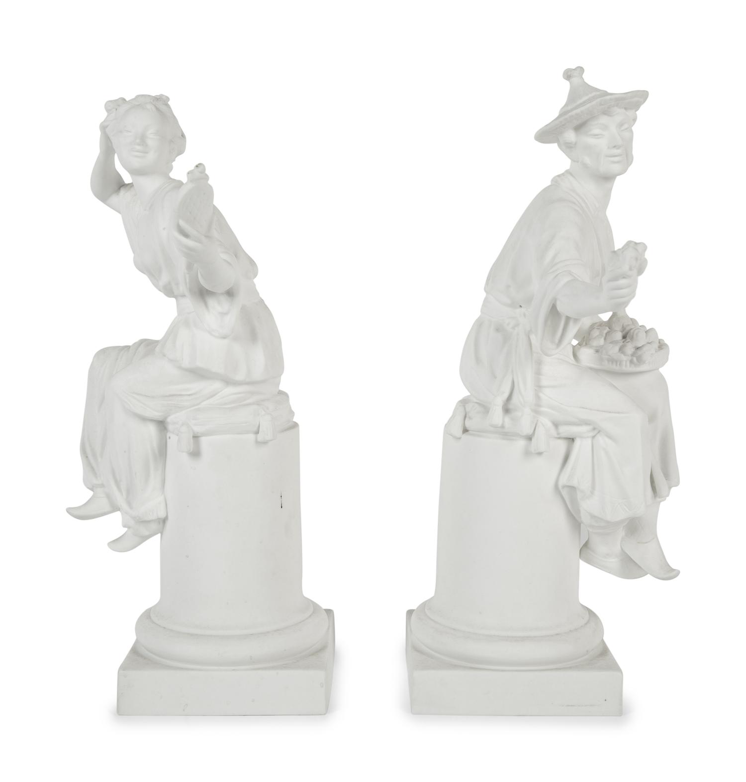 A Pair of Royal Worcester Porcelain Chinoiserie Figures