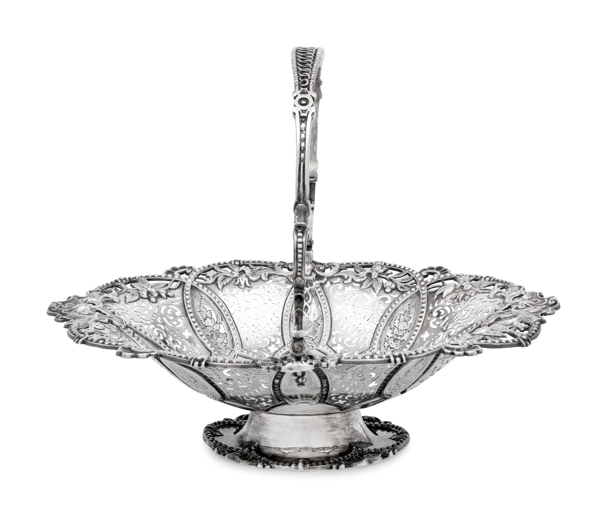 A Victorian Silver Centerpiece Basket