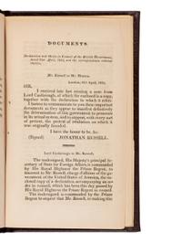 [Presidential] [Madison, James] Message from the President of the United States, Transmitting Sundry Documents Relating to a Declaration and Order in Council of the British Government, of the Twenty-First of April, 1812