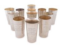 A Collection of Twelve American Silver Mint Julep Trophy Cups — 20TH CENTURY