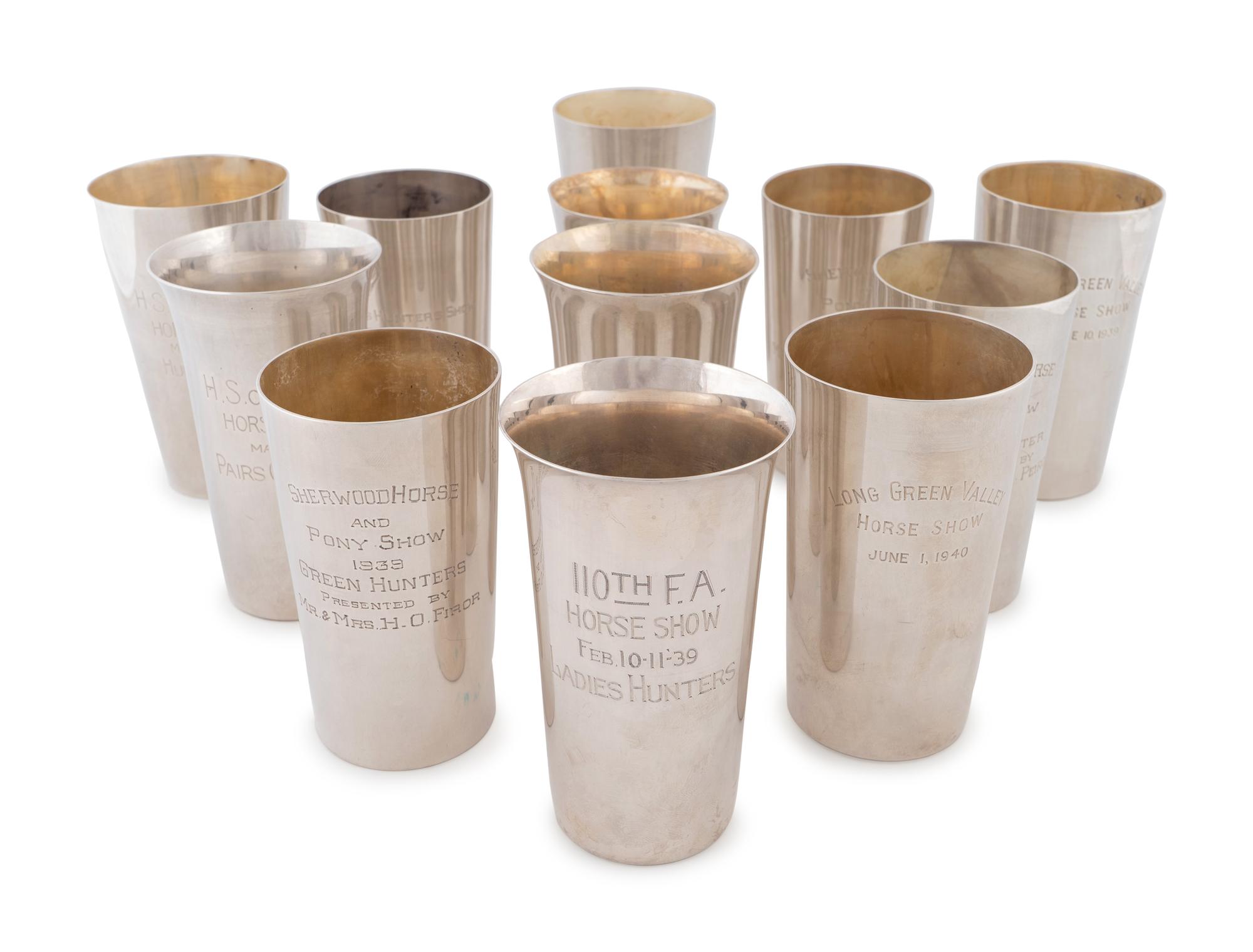 A Collection of Twelve American Silver Mint Julep Trophy Cups — 20TH CENTURY