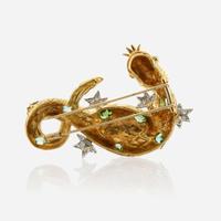 A gold, platinum, tourmaline, diamond, and turquoise brooch, Tiffany & Co. Schlumberger