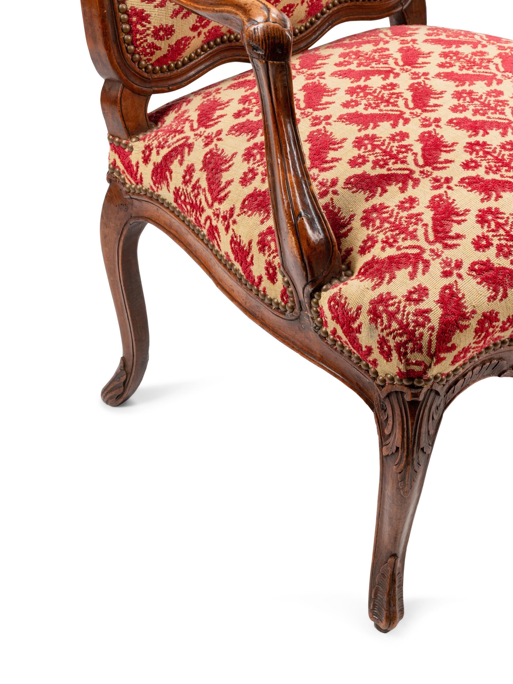 A Louis XV Walnut Fauteuil